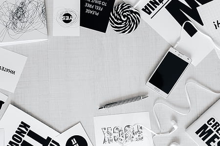 Top view of black and white typography sentences thumbnail