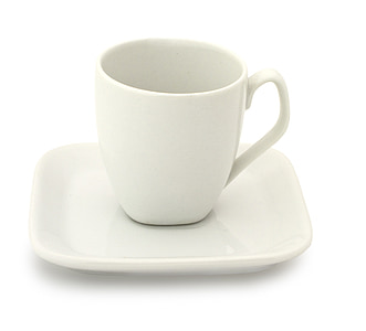 white ceramic mug on white ceramic saucer thumbnail