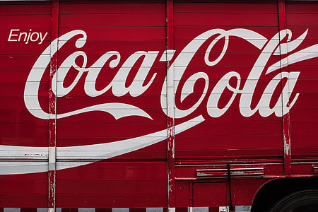 Wide angle shot of the side of a Coca-Cola™ truck in Manhattan, New York City thumbnail