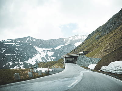 Grey Road Near Mountain thumbnail