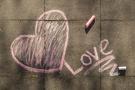 pink heart and love graffiti on floor thumbnail