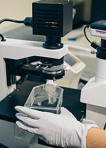 person wearing white glove holding clear glass case thumbnail