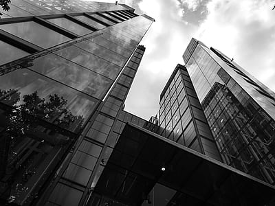 black-and-white, city, sky, clouds thumbnail