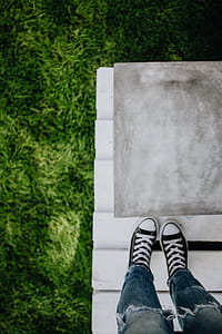 Grass, concrete, sneakers thumbnail