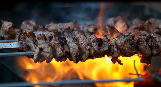 meat skewer in charcoal grill thumbnail