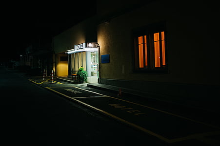 concrete building with lights on thumbnail