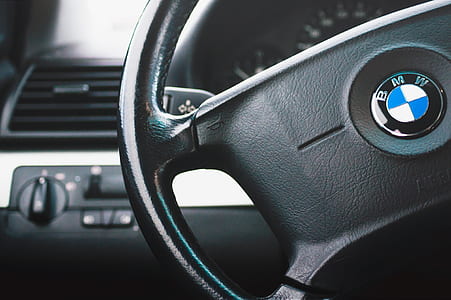 black BMW car steering wheel thumbnail