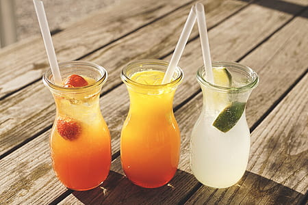 Three Assorted Fruit Juice in Glasses thumbnail
