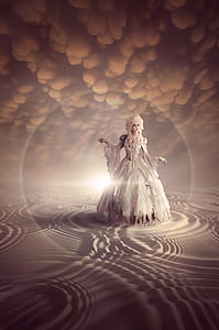 woman wearing white long-sleeved gown thumbnail