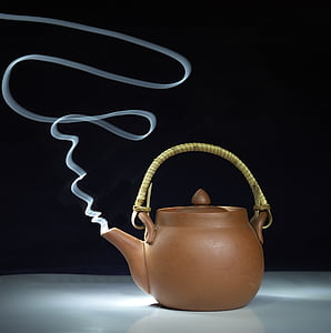 brown clay mold kettle with smoke thumbnail