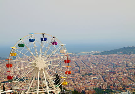 high angle photo of ferris wheel thumbnail