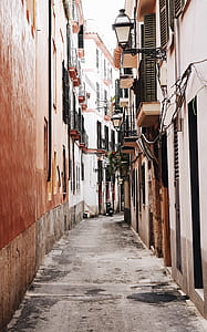 alley between brown houses at daytime thumbnail