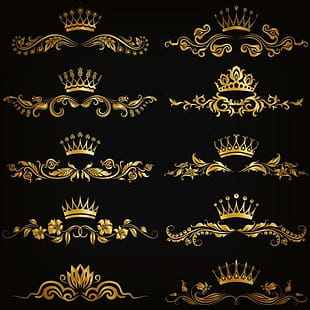 Crown with golden ornaments luxury vector 01 eps file