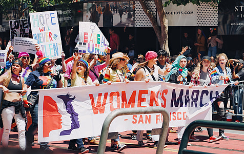 group of women marching on street thumbnail
