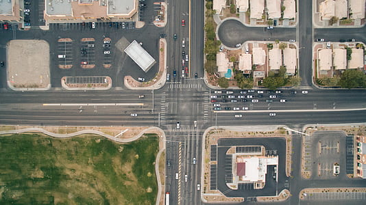 bird's eye view, cars, crossing, crossroad thumbnail