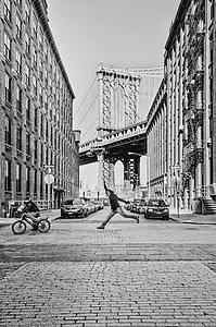 person jumping at street of San Francisco thumbnail