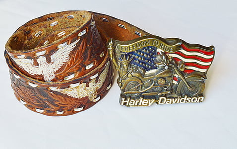 brown Harley-Davidson leather belt thumbnail