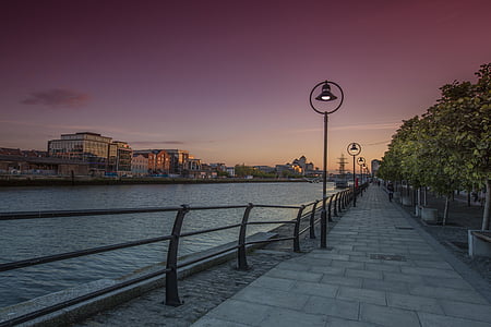 empty park near river at nighttime thumbnail
