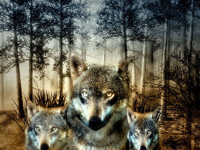 three wolves illustration thumbnail