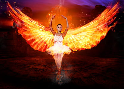 female character with fire wings artwork thumbnail