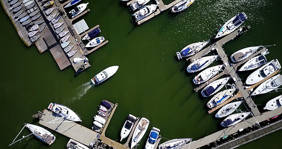 aerial photography of motor boats at docking area thumbnail