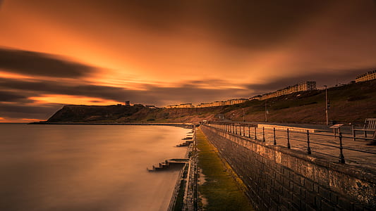 sea, road, dawn, landscape thumbnail