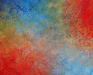 green, red, and blue abstract painting thumbnail
