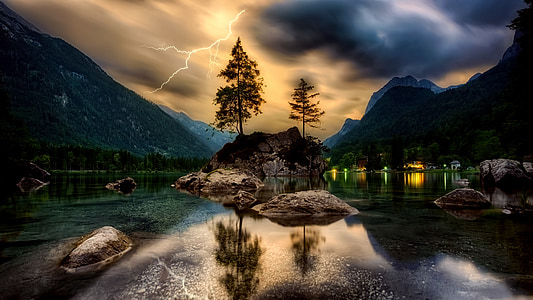 gray mountains under black clouds thumbnail