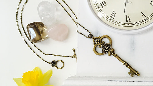 gold-colored skeleton key pendant necklace thumbnail
