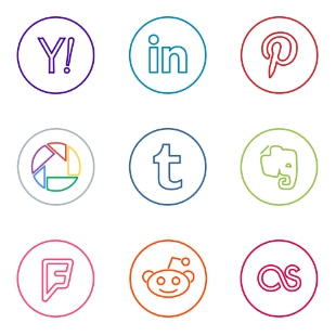 Neon Line Social Circles Colors svg vector icon sets