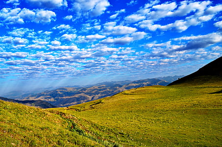 green grass field under cloudy sky at daytime thumbnail
