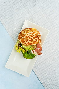 closeup photo of vegetable burger on plate thumbnail