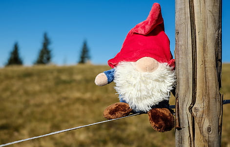 close-up photography of elf plush toy on gray wire thumbnail