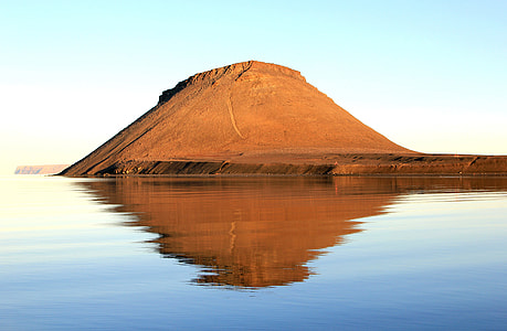 Mountain landscape above the lake in Greenland thumbnail