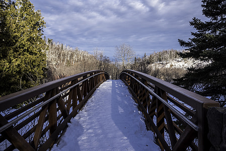 Looking Across the bridge at Gooseberry Falls State Park, Minnesota thumbnail