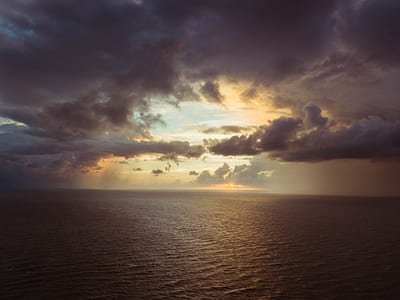 sea, bird's eye view, dawn, nature thumbnail