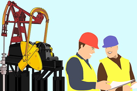 Illustration of workers and engineers on an oil rig thumbnail