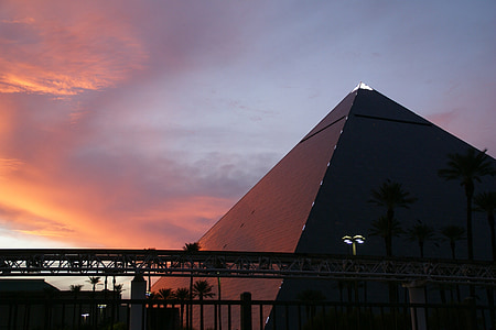 pyramid near bridge at golden hour thumbnail