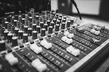 grayscale photography of mixing console thumbnail