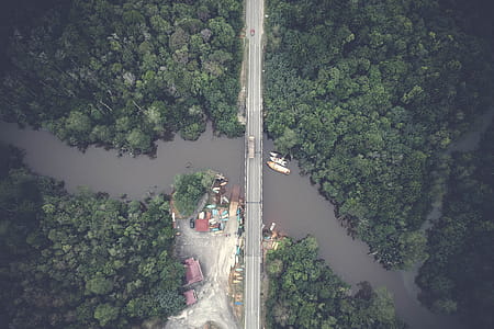 Aerial View Photography of Gray Concrete Bridge thumbnail
