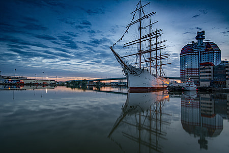 Ships and landscape in the Harbor at Gothenburg thumbnail