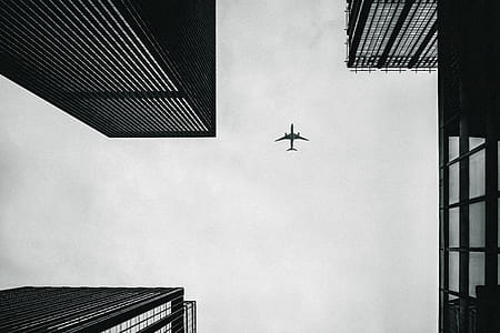 Low Angle Photography of Airplane And Buildings thumbnail