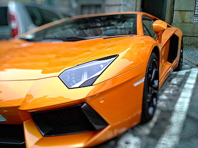 closeup photo of orange Lamborghini Aventador thumbnail