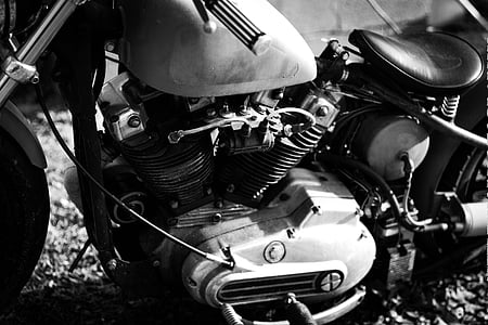 grayscale photography of cruiser motorcycle thumbnail
