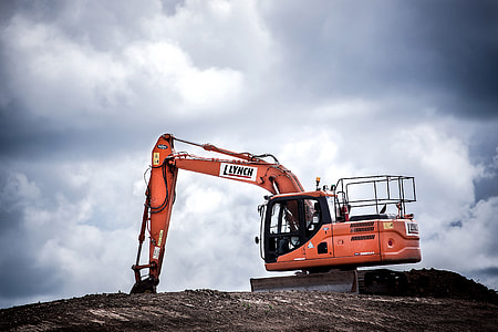 red excavator excavating soil thumbnail