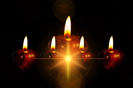 five lighted tealights thumbnail