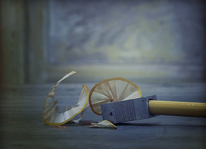selective focus photo of pencil with sharpener on gray surface thumbnail