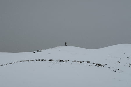 person in the middle of snow field thumbnail