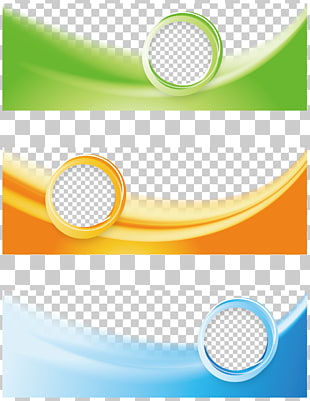 Web banner Flyer, Tricolor Business Banner, green, orange, and blue frame collage PNG clipart