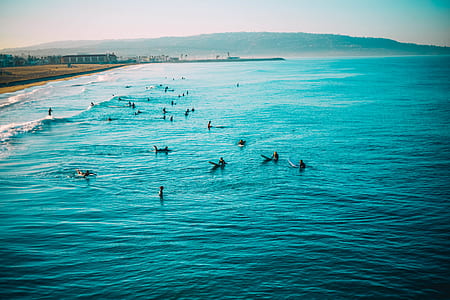 aerial view of group of people in body of water thumbnail